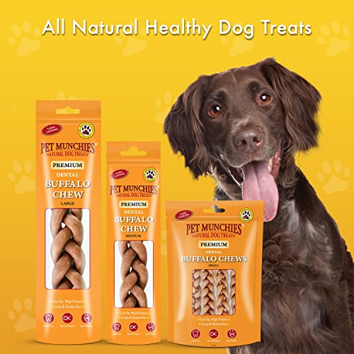 Pet Munchies Large Buffalo Dental Chew, Healthy, Natural and Long-Lasting Dog Treats, Grain Free and Low in Fat 90g