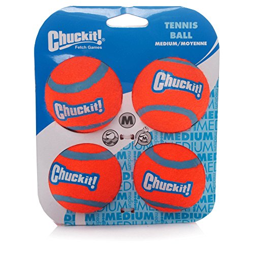 Chuckit! Dog Tennis Ball Medium 6.5cm, 4 per pack, Dog Toy