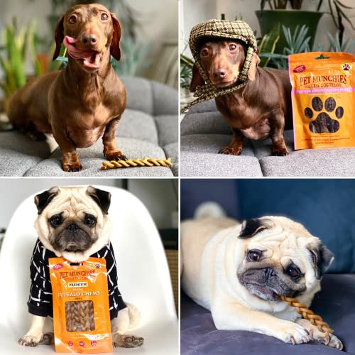 Pet Munchies Large Buffalo Dental Chew, Healthy, Natural and Long-Lasting Dog Treats, Grain Free and Low in Fat 90g