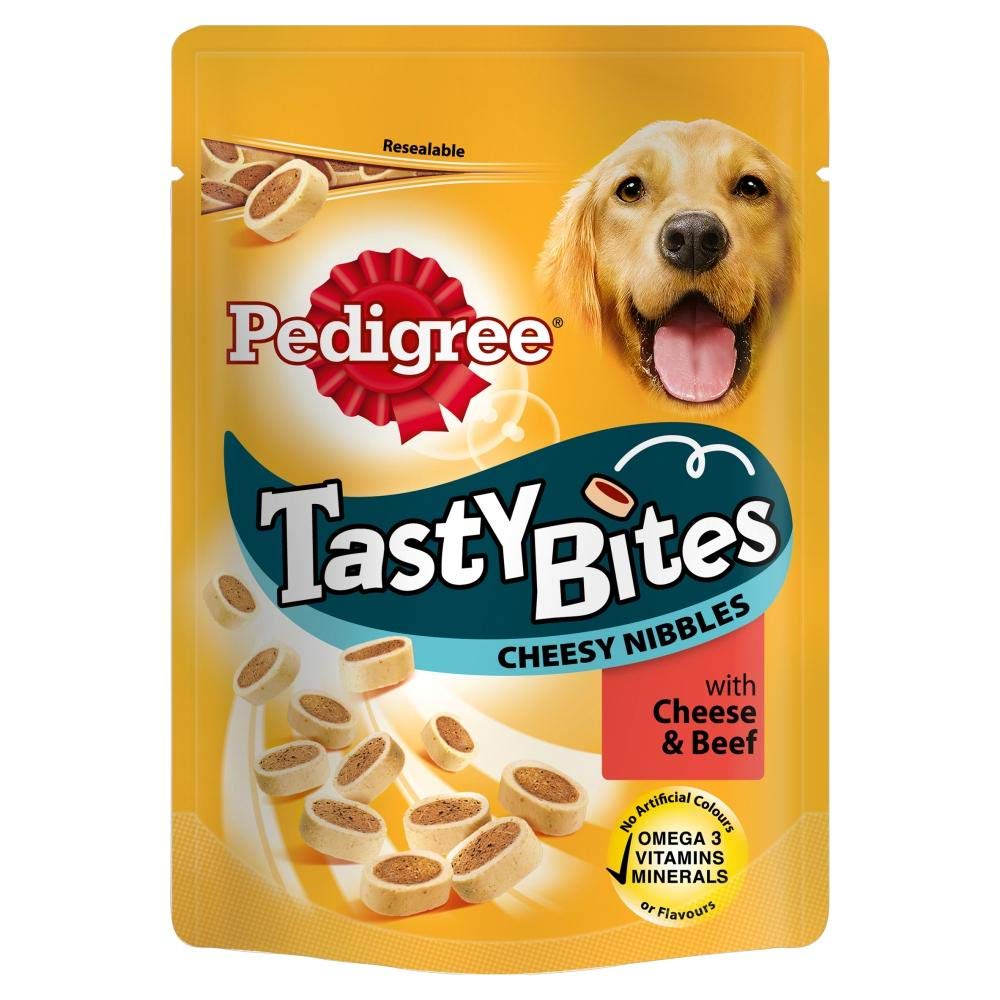 Pedigree Tasty Bites Cheesy Nibbles, Cheese & Beef, 140g, 8 Pack