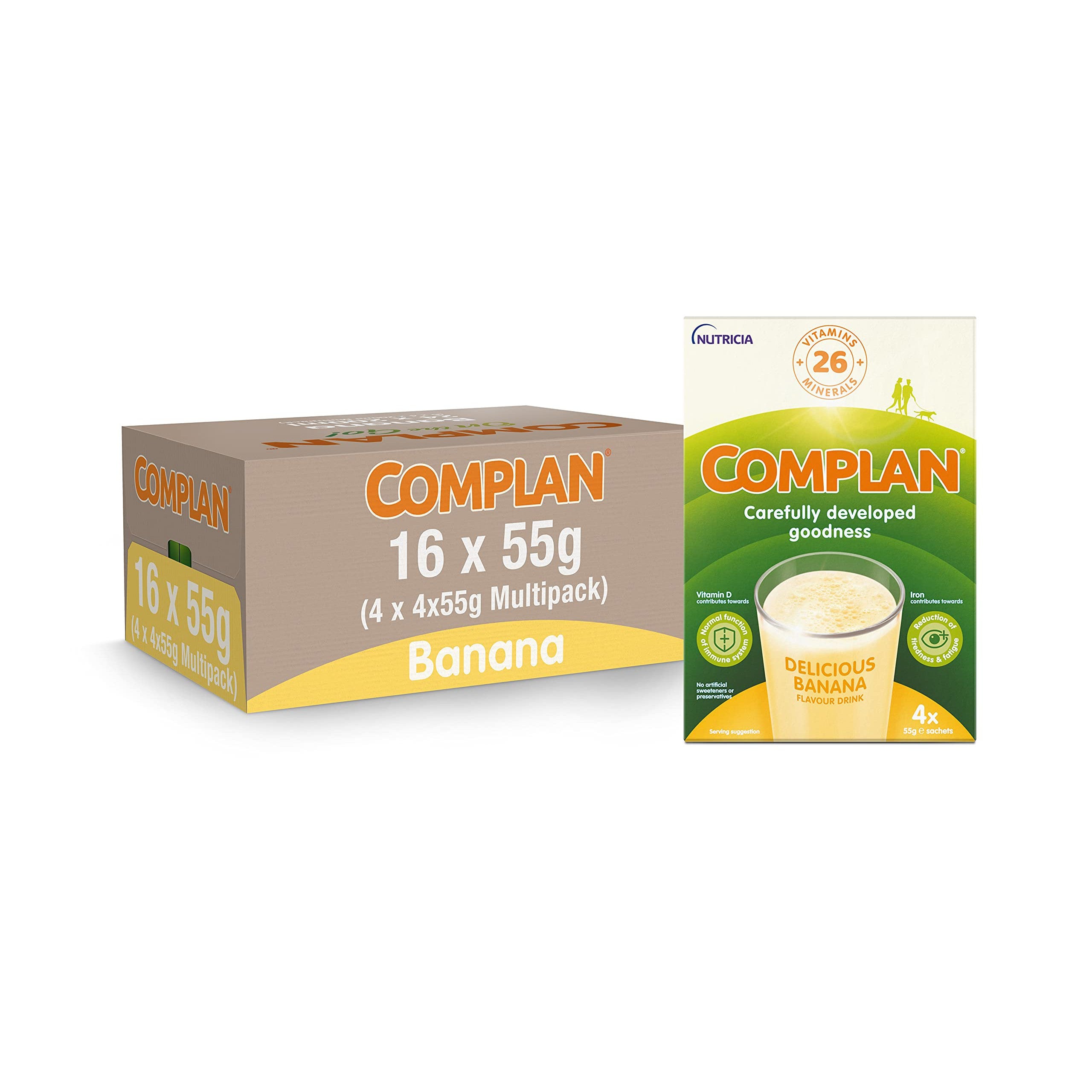 Complan Delicious Banana Nutritional Drink Sachets, 4 x 55 g (Pack of 4)