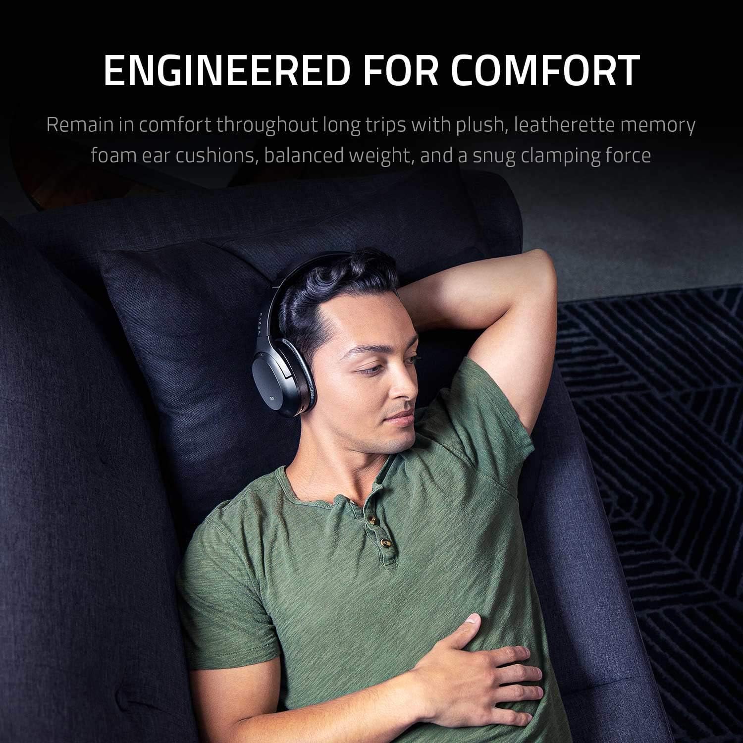 Razer Opus - Active Noise Cancelling ANC Wireless Headphones (THX Audio Tuning, 25 Hr Battery Life, Bluetooth 5.0, 3.5mm Jack Compatible