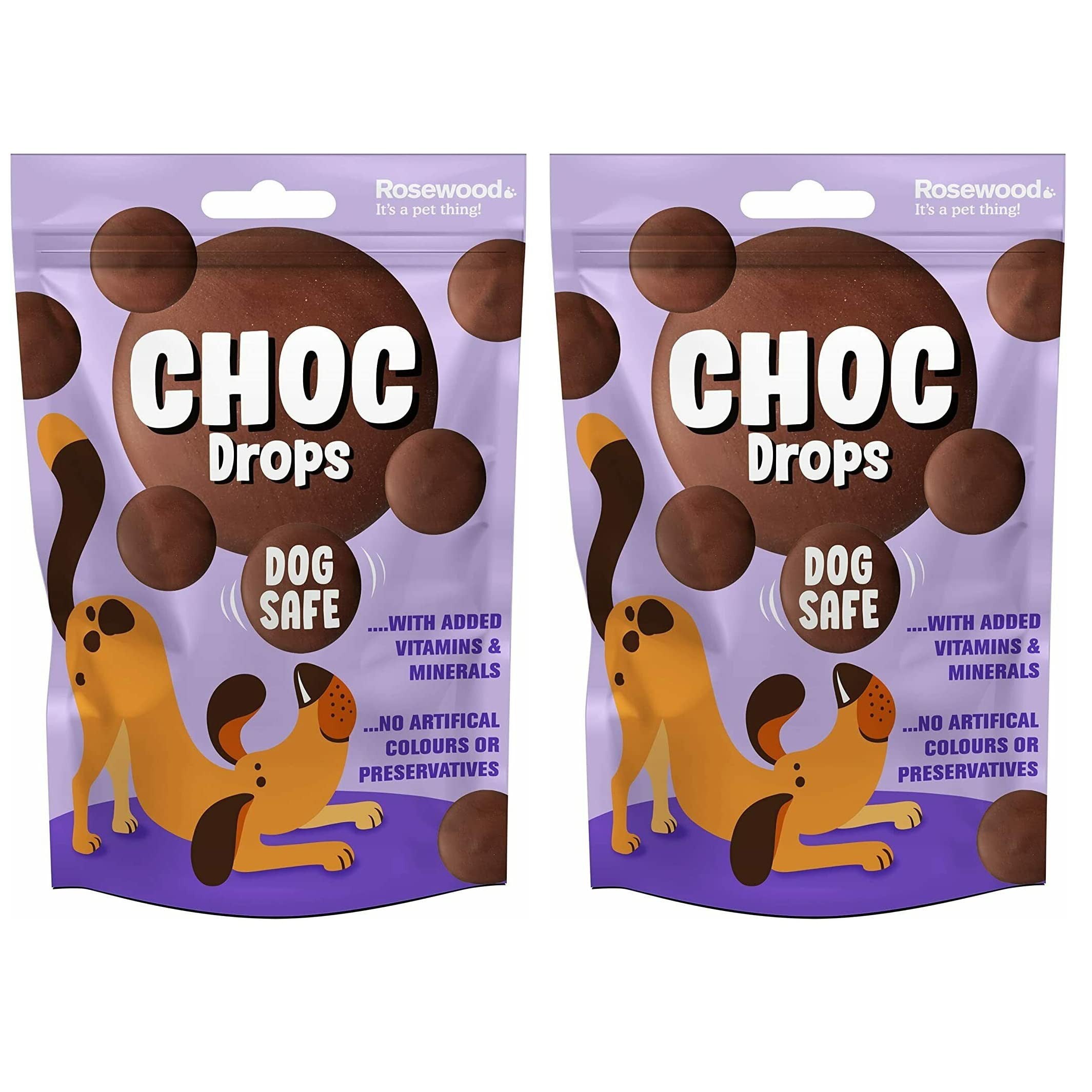 2 PACK ROSEWOOD CHOC DROPS DOG SAFE CHOCOLATE DOG TREAT TRAINING BITE SIZE 200G