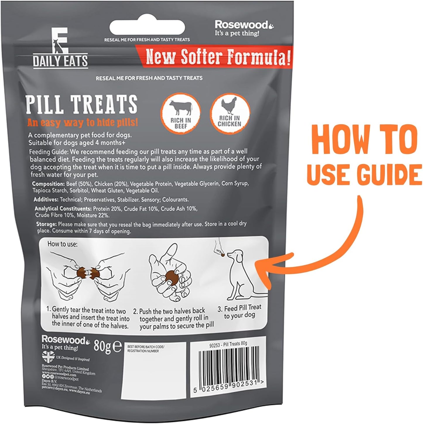 Pill Pockets for Dogs Bundle (4x80g) - Beef Flavoured Pill Assist for Small/Large Dogs, Grain Free, Pill Treats + Koala Pets Dog Poo Bags
