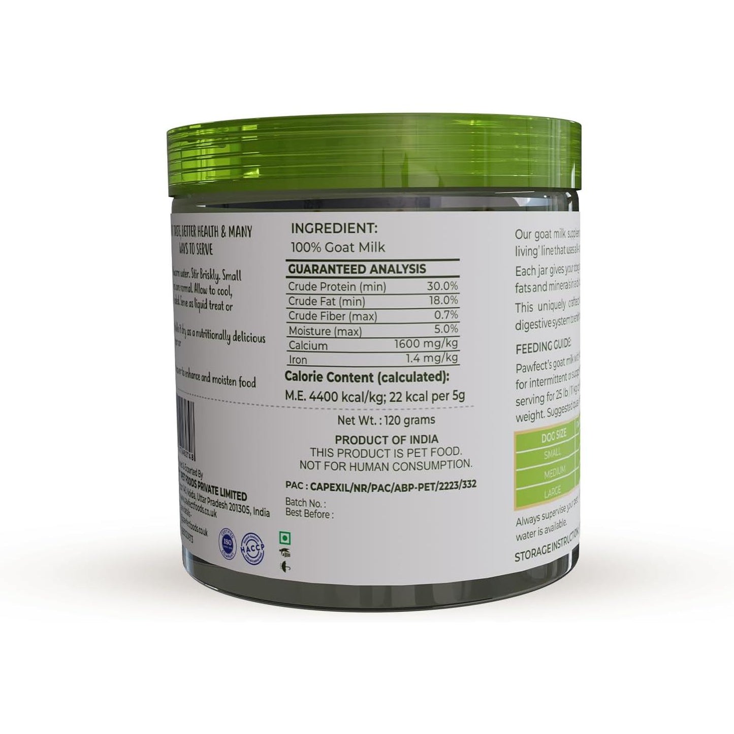 Nature's Sip 100% Natural Goat Milk Powder Natural Probiotic for Dogs 120g