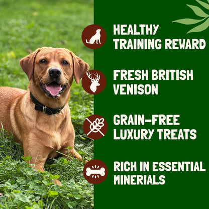 Sliced Venison Sausages Dog Treats – Luxury Natural & Grain Free Dog Treats, Puppy Training Treats, High Protein Venison Treats for Large & Medium Dogs, 500g Pack