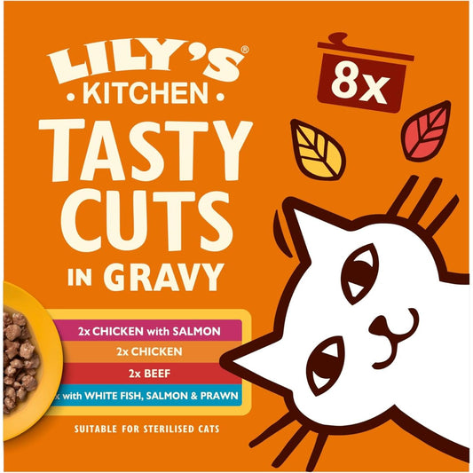 Lily's Kitchen Natural Adult Wet Cat Food in Gravy - Tasty Cuts Mixed Multipack - Complete Grain-Free Recipes (48 Tins x 85g)