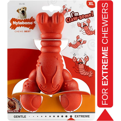 Nylabone Extreme Chewers Tough Nylon Dog Novelty Lobster Chew Toy, Durable, Boredom Breaker, Cleans Teeth, Filet Mignon Flavour, Extra Large, For Dogs 0-23+kg