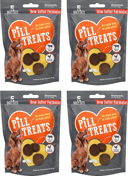 Pill Pockets for Dogs Bundle (4x80g) - Beef Flavoured Pill Assist for Small/Large Dogs, Grain Free, Pill Treats + Koala Pets Dog Poo Bags