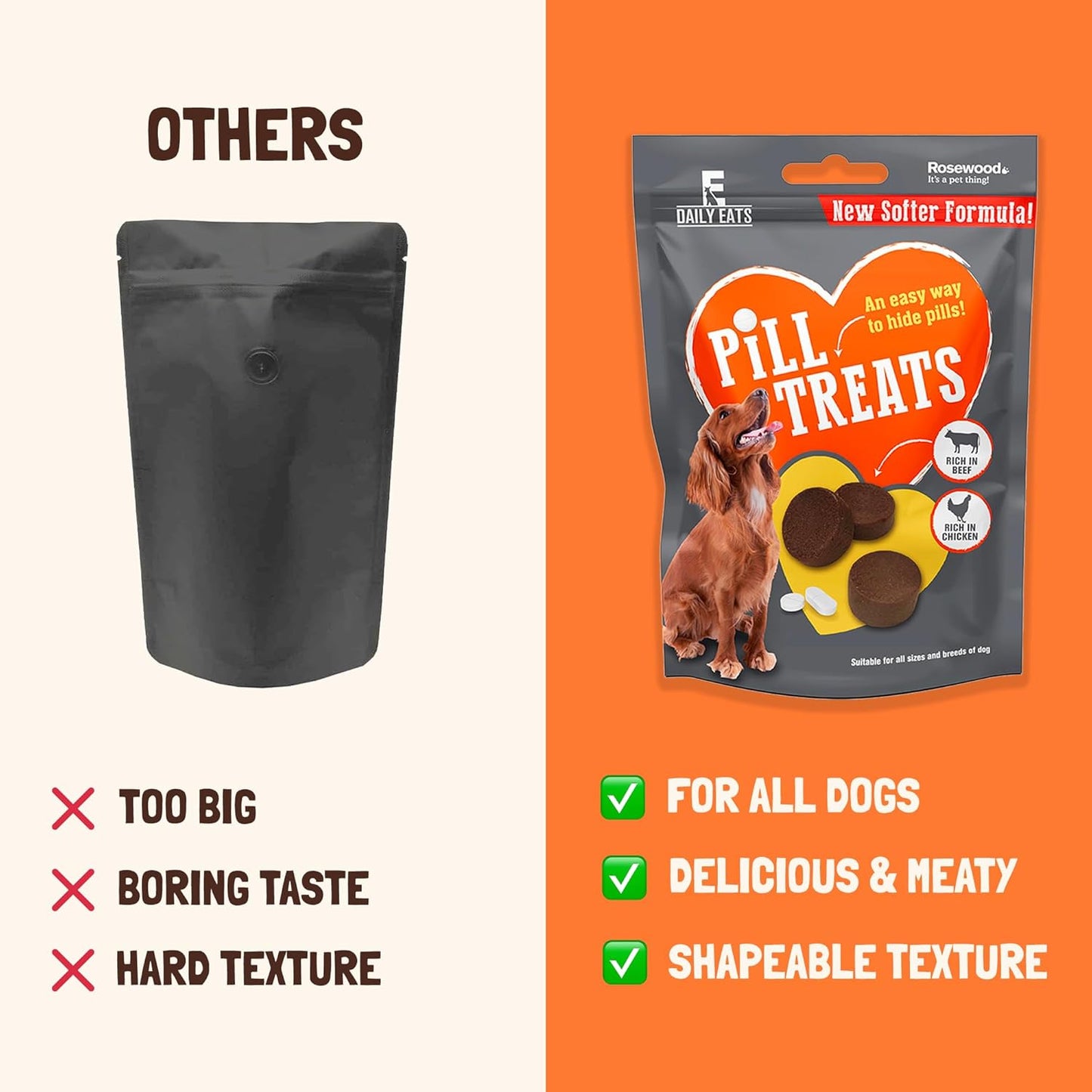 Pill Pockets for Dogs Bundle (4x80g) - Beef Flavoured Pill Assist for Small/Large Dogs, Grain Free, Pill Treats + Koala Pets Dog Poo Bags