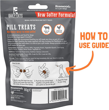 Pill Pockets for Dogs Bundle (4x80g) - Beef Flavoured Pill Assist for Small/Large Dogs, Grain Free, Pill Treats + Koala Pets Dog Poo Bags