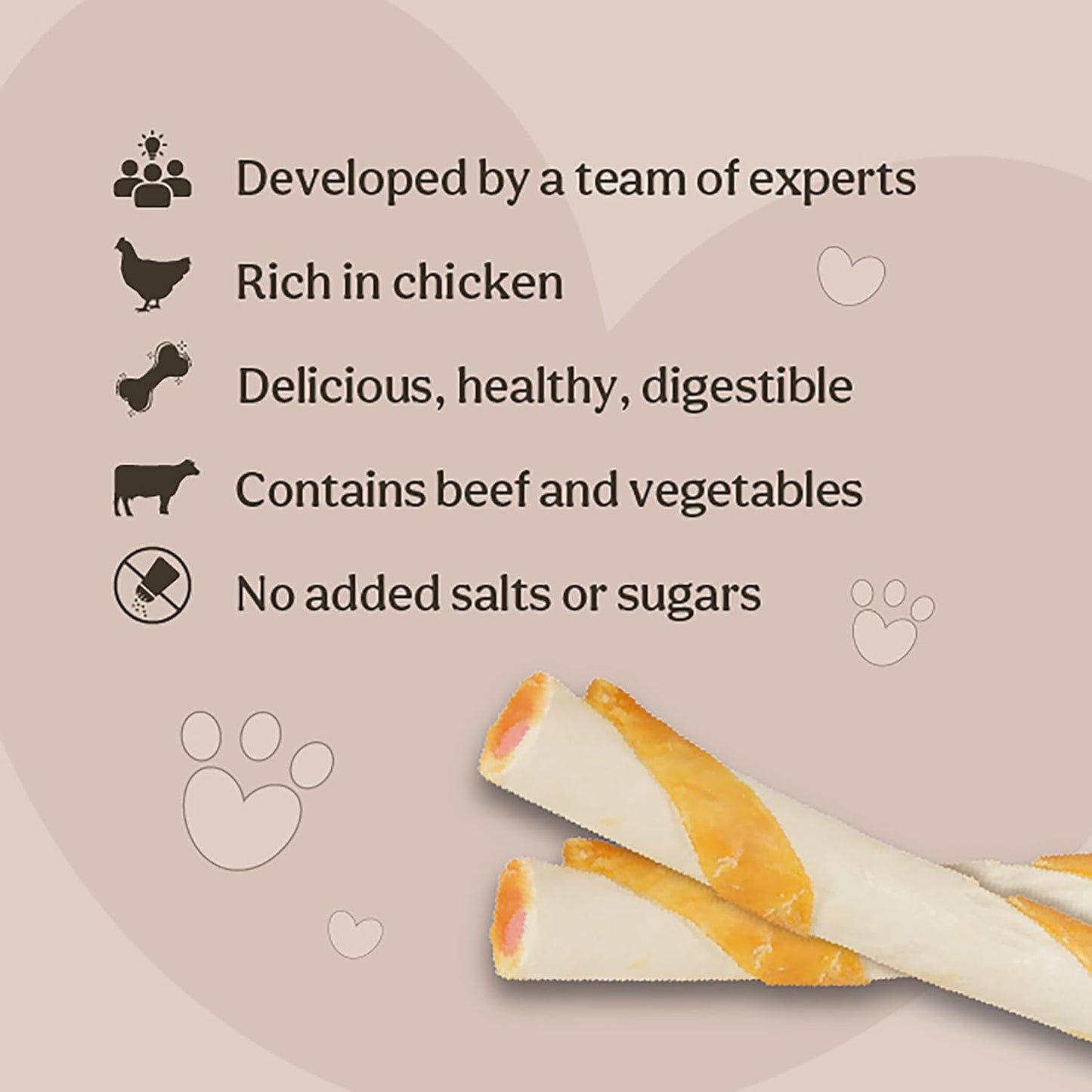 Rosewood Magic Bone Filled Twists for Dogs - Chicken and Peanut Butter Flavour Dog Treats, Rawhide Free, Medium Sized Dog Chews for Small, Medium and Large Dogs, 6pc (Case of 10 x 195g)