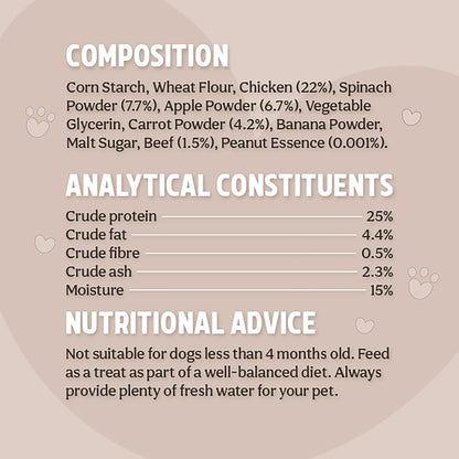 Rosewood Magic Bone Filled Twists for Dogs - Chicken and Peanut Butter Flavour Dog Treats, Rawhide Free, Medium Sized Dog Chews for Small, Medium and Large Dogs, 6pc (Case of 10 x 195g)