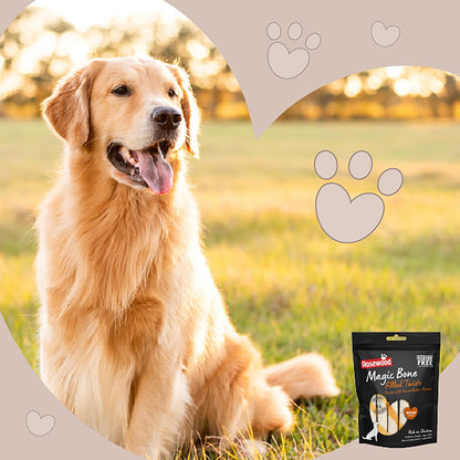 Rosewood Magic Bone Filled Twists for Dogs - Chicken and Peanut Butter Flavour Dog Treats, Rawhide Free, Medium Sized Dog Chews for Small, Medium and Large Dogs, 6pc (Case of 10 x 195g)
