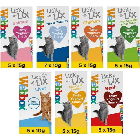 Webbox Lick-e-Lix Cat Treat Variety Pack 7 flavours – Case of 17 Sachets